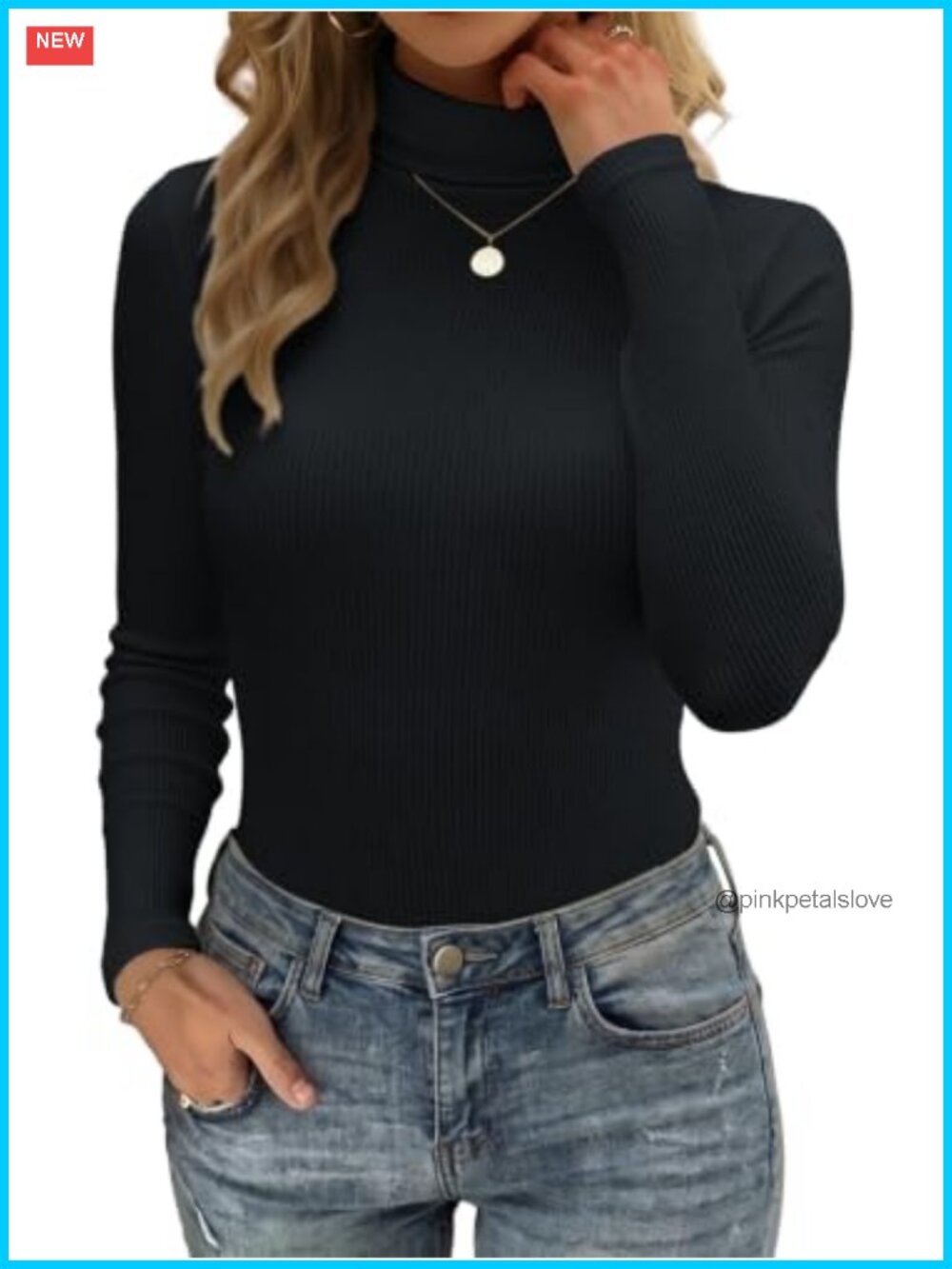 Women's Ribbed Turtleneck Long Sleeve Top for Fall Layering
